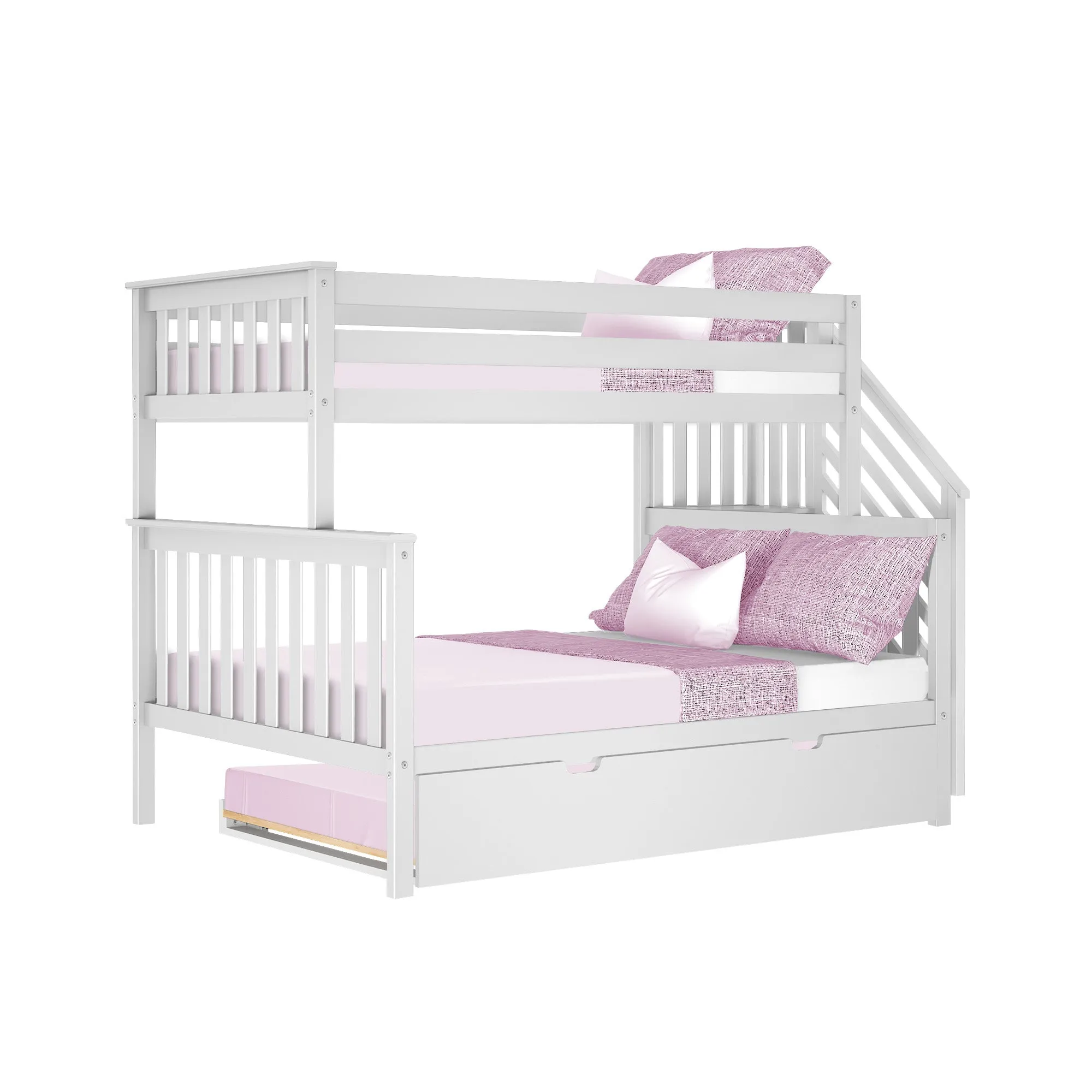 Twin Over Full Bunk Bed With Stairs & Trundle