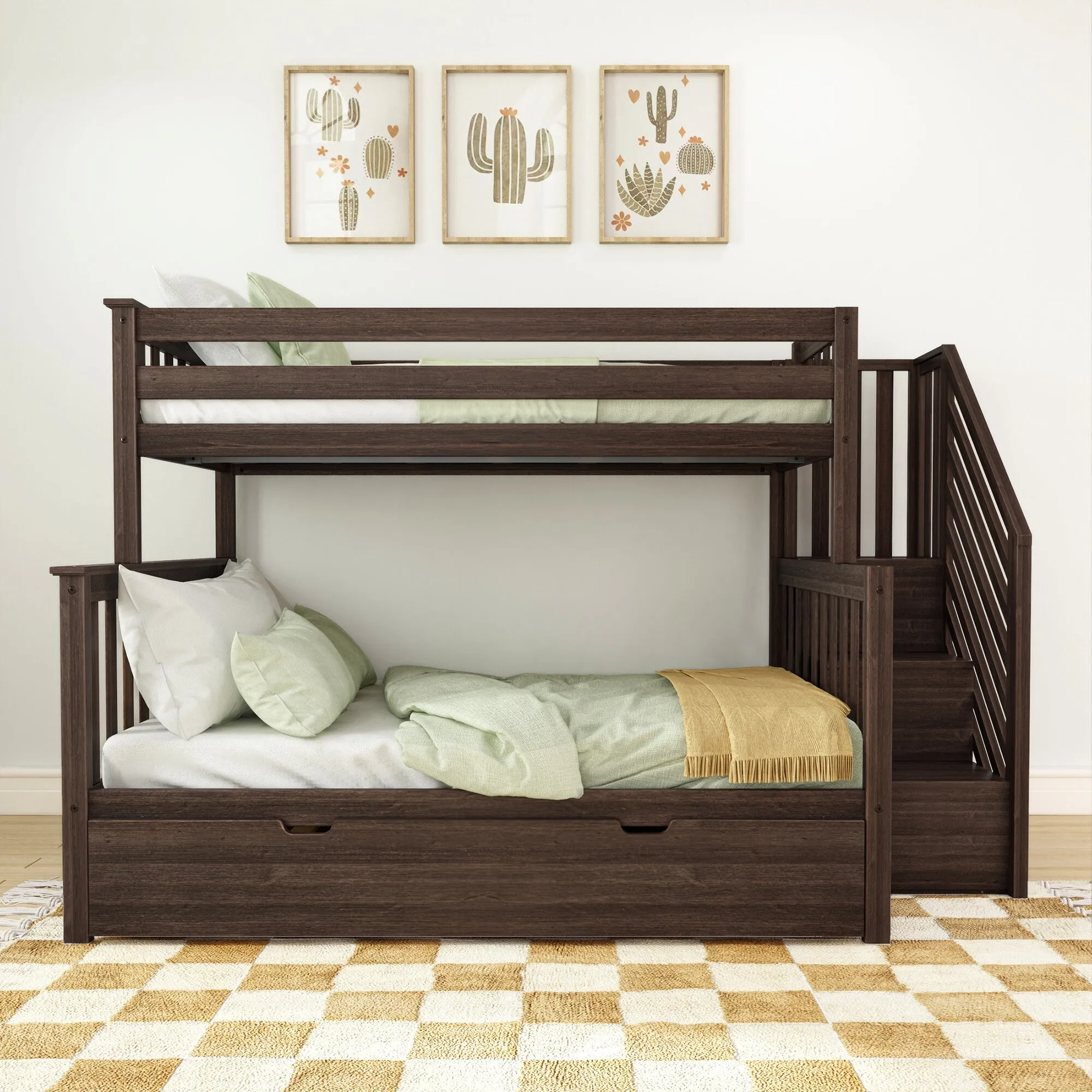 Twin Over Full Bunk Bed With Stairs & Trundle
