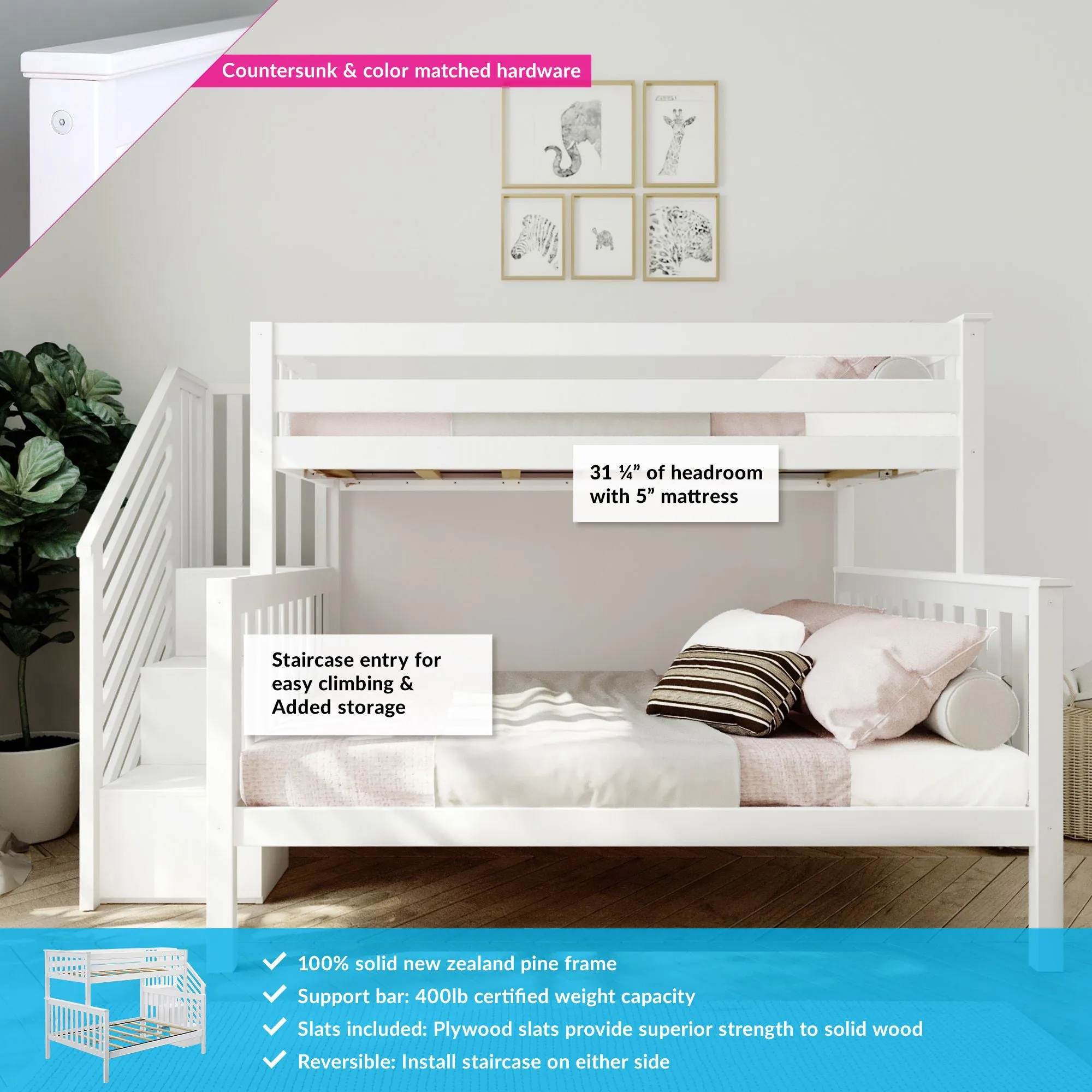 Twin Over Full Bunk Bed With Stairs