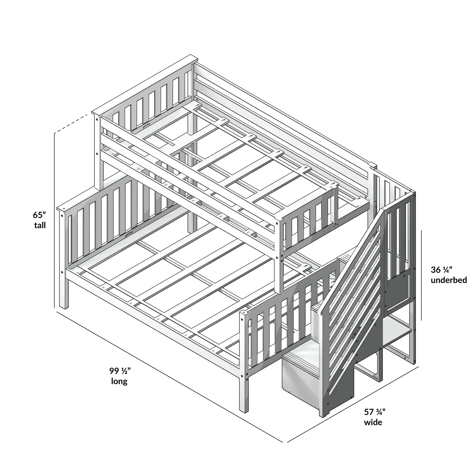 Twin Over Full Bunk Bed With Stairs