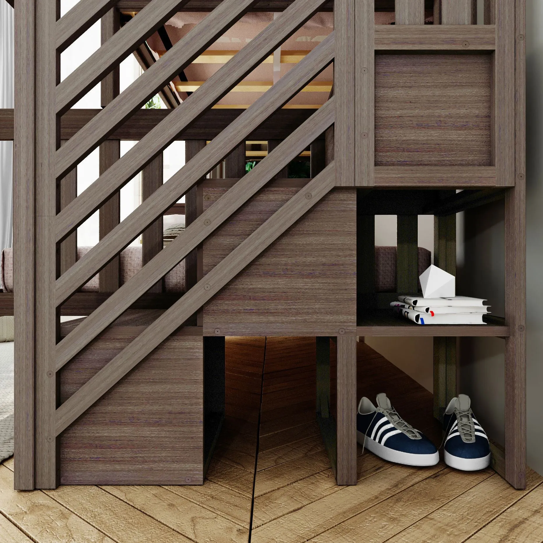 Twin Over Full Bunk Bed With Stairs