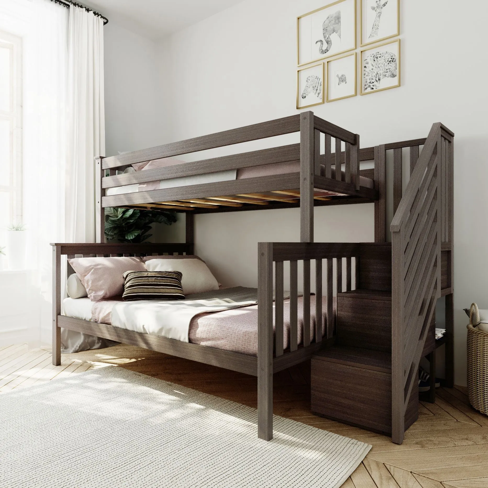 Twin Over Full Bunk Bed With Stairs