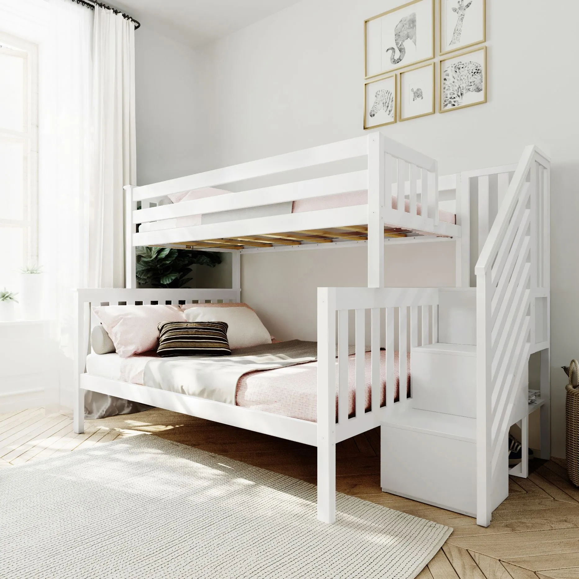 Twin Over Full Bunk Bed With Stairs