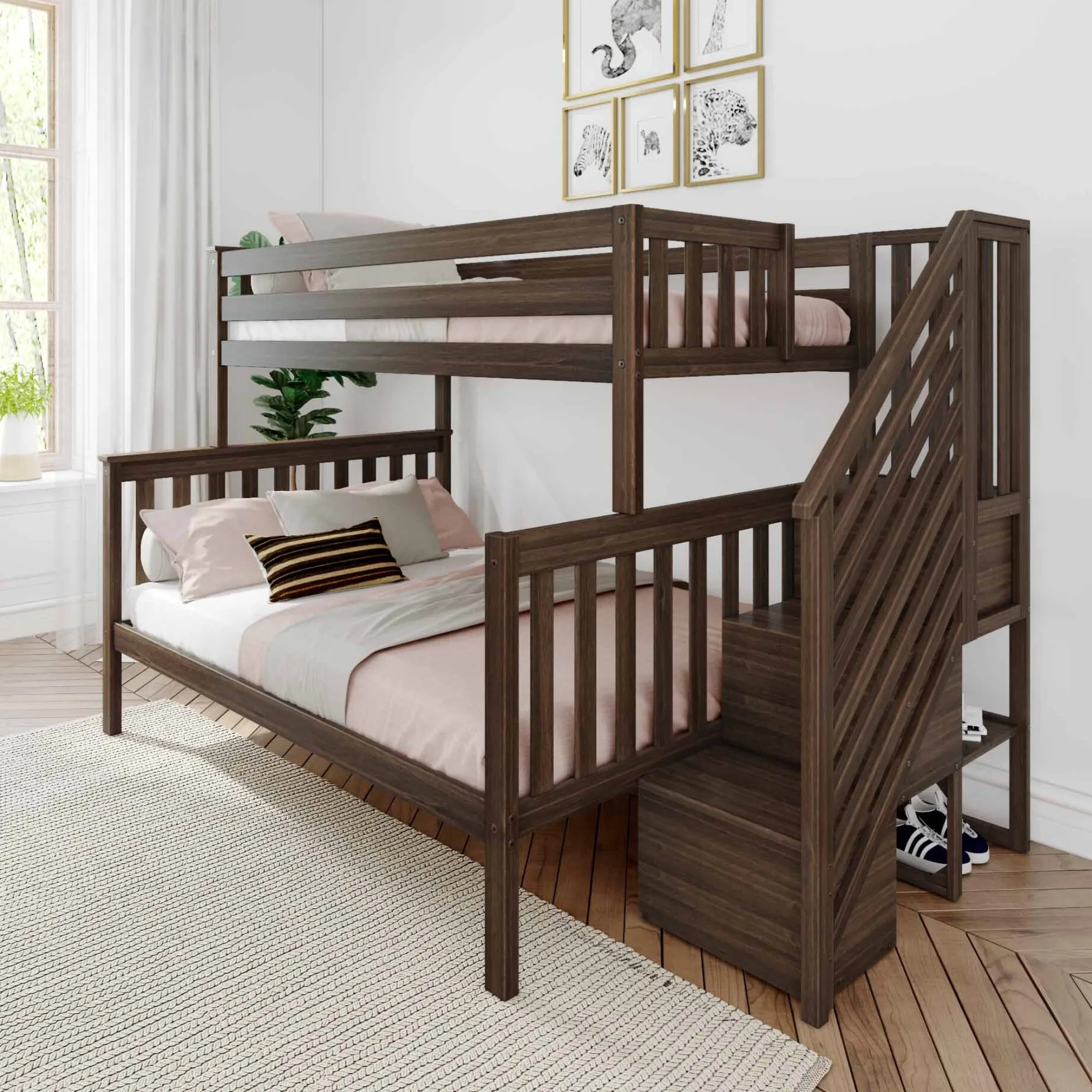 Twin Over Full Bunk Bed With Stairs