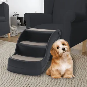 vidaXL Folding 3-Step Dog Stairs Black - Easy and Safe Access for Your Pets