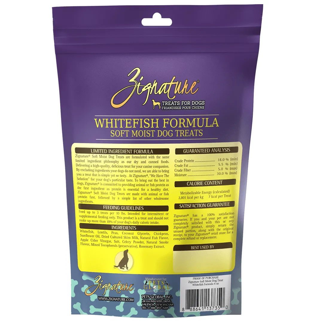 Zignature Whitefish Formula Soft Moist Treats for Dogs